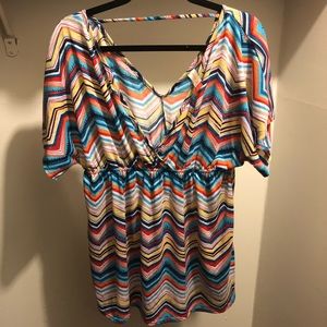No Boundaries Multi Color Tunic Too Chevron Print